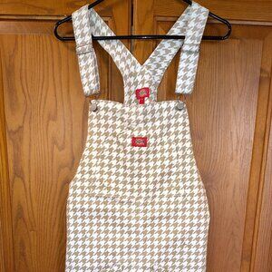 Dickies Girls Size L Tan Overall Dress Denim Houndstooth Jerry Leigh knee length